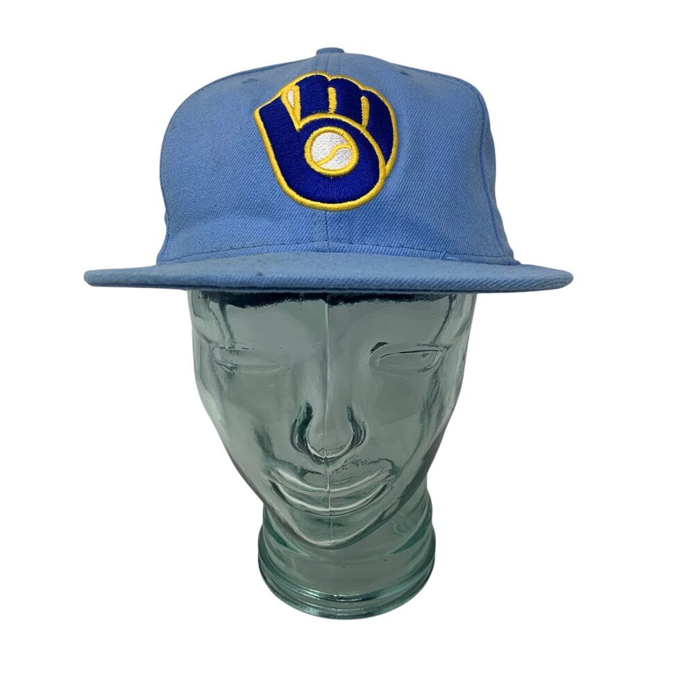 New Era 90s Cooperstown Collection Milwaukee Brewers Fitted Hat 7 1/8 - Picture 1 of 7